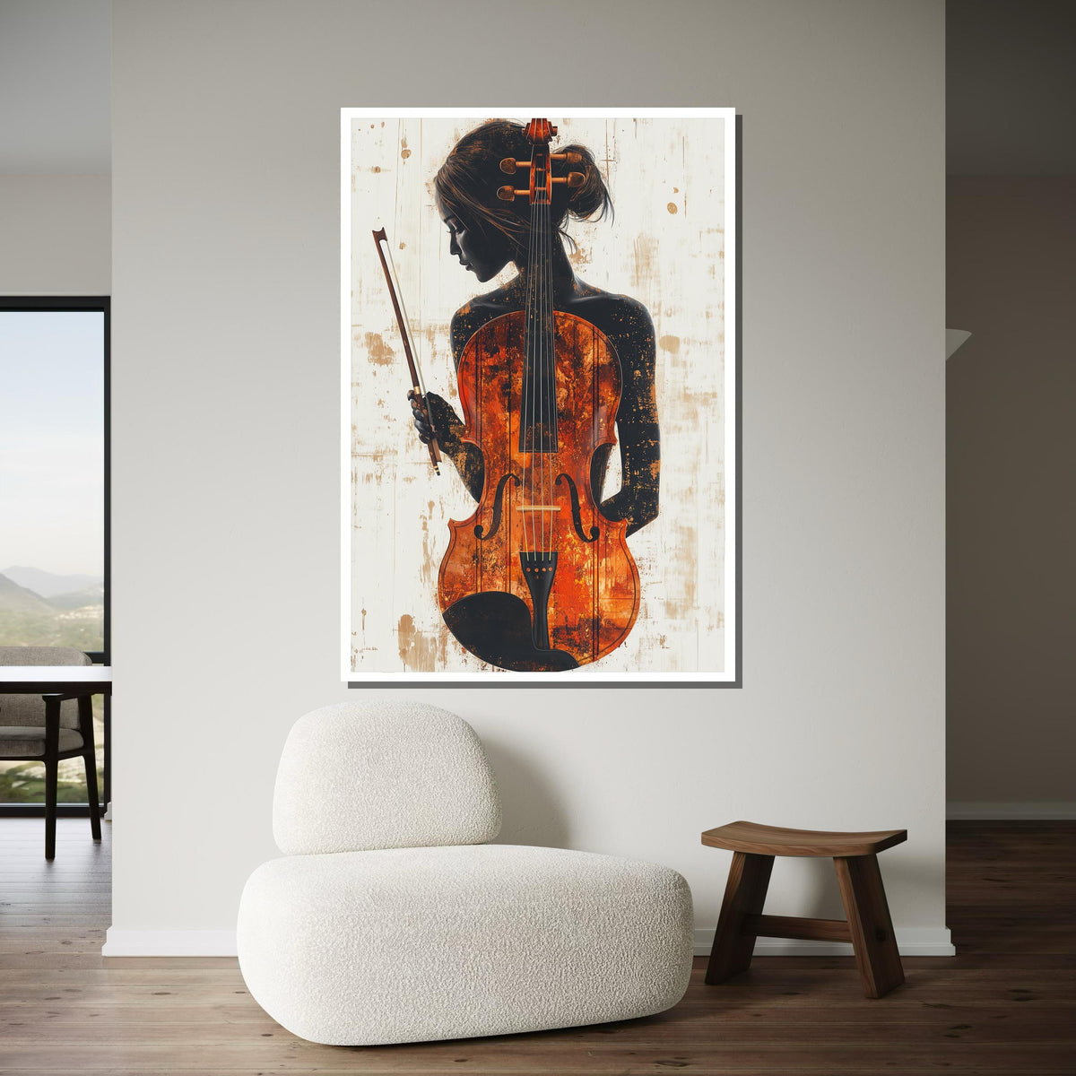 Elegant Woman Cello Canvas, Musical Art Portrait, Feminine Wall Decor, Classical Instrument Artwork, Musical Art, Ready to Hang Design