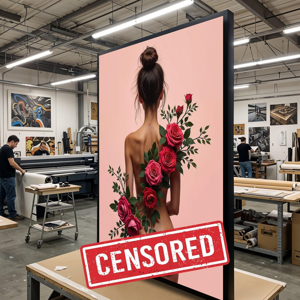 Roses and Elegance, Artistic Nude with Roses Canvas, Floral Art, Wall Art Canvas Design, Ready to Hang Decoration, Bedroom Wall Art