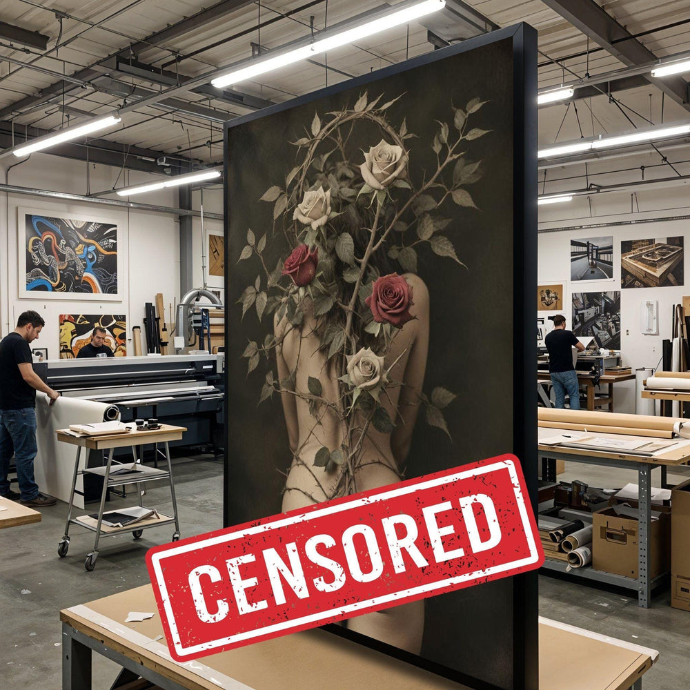 Enchanted Rose Canvas, Floral Nude Art, Nature Inspired Wall Art, Ethereal Canvas Design, Ready To Hang Decoration, Botanical Beauty