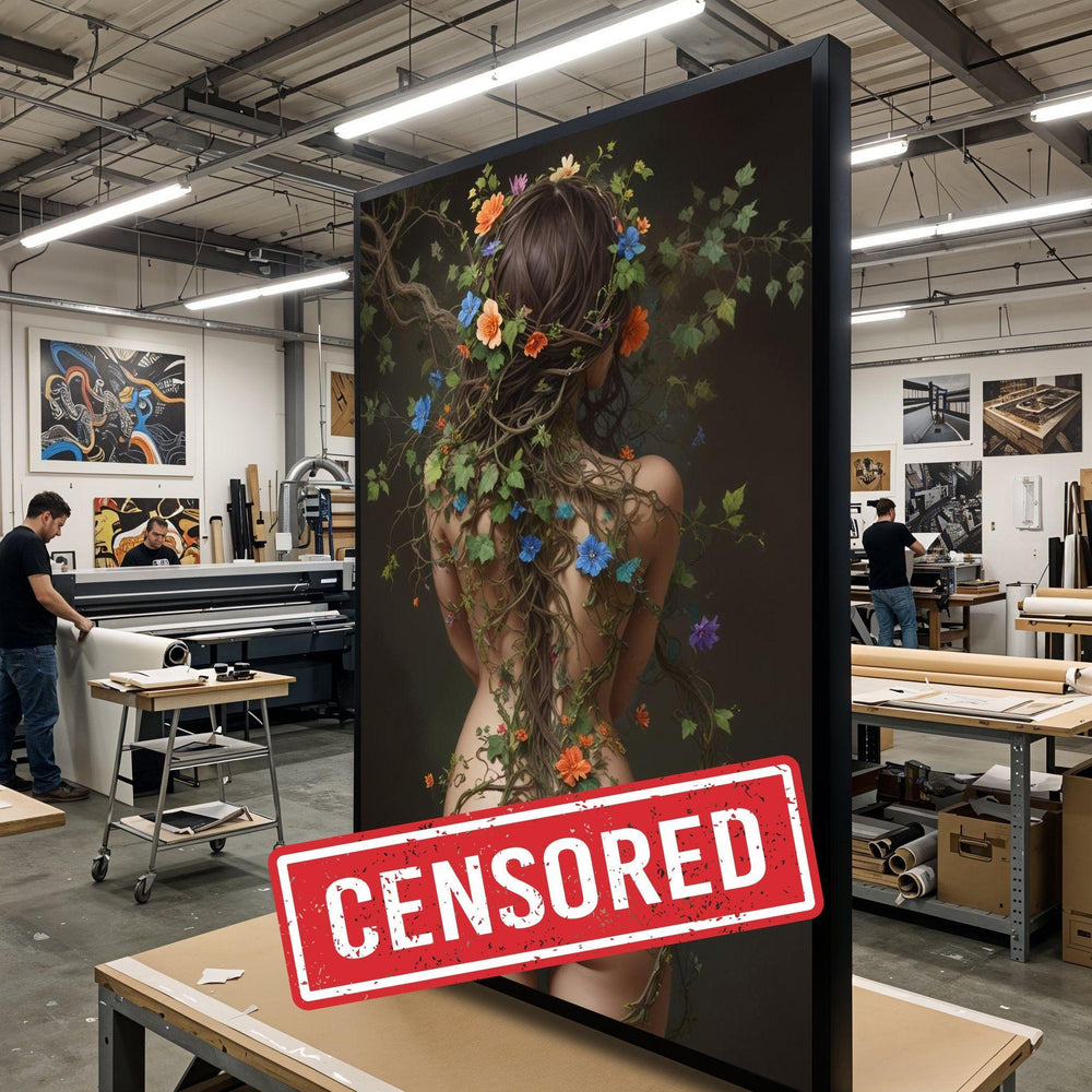 Natures Enchantment Canvas, Floral Woman Art, Wall Art Canvas Design,Gift Art,Ready to Hang Decoration, Botanical Fantasy Canvas,Bedroom Art