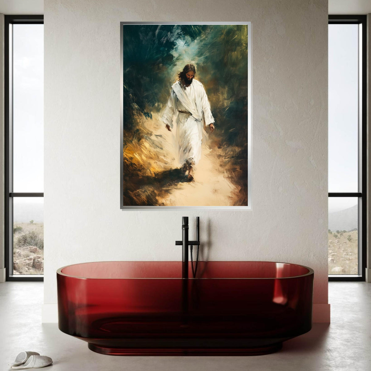 Divine Path Canvas, Spiritual Wall Art, Inspirational Jesus Print, Wall Art Canvas Design, Ready To Hang Home Decor, Faith Gift