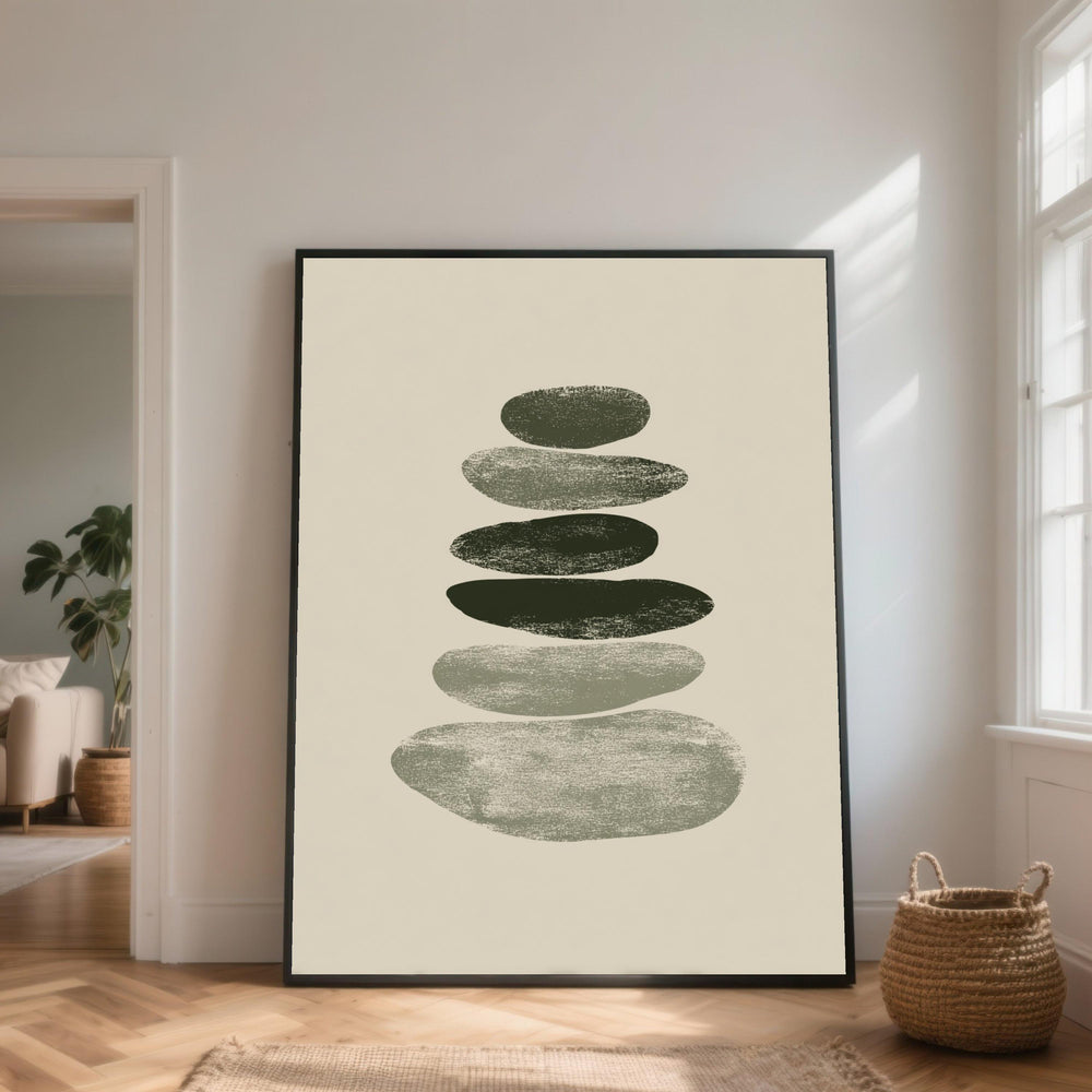 Minimalist Stone Stack Canvas Art, Abstract Zen Design