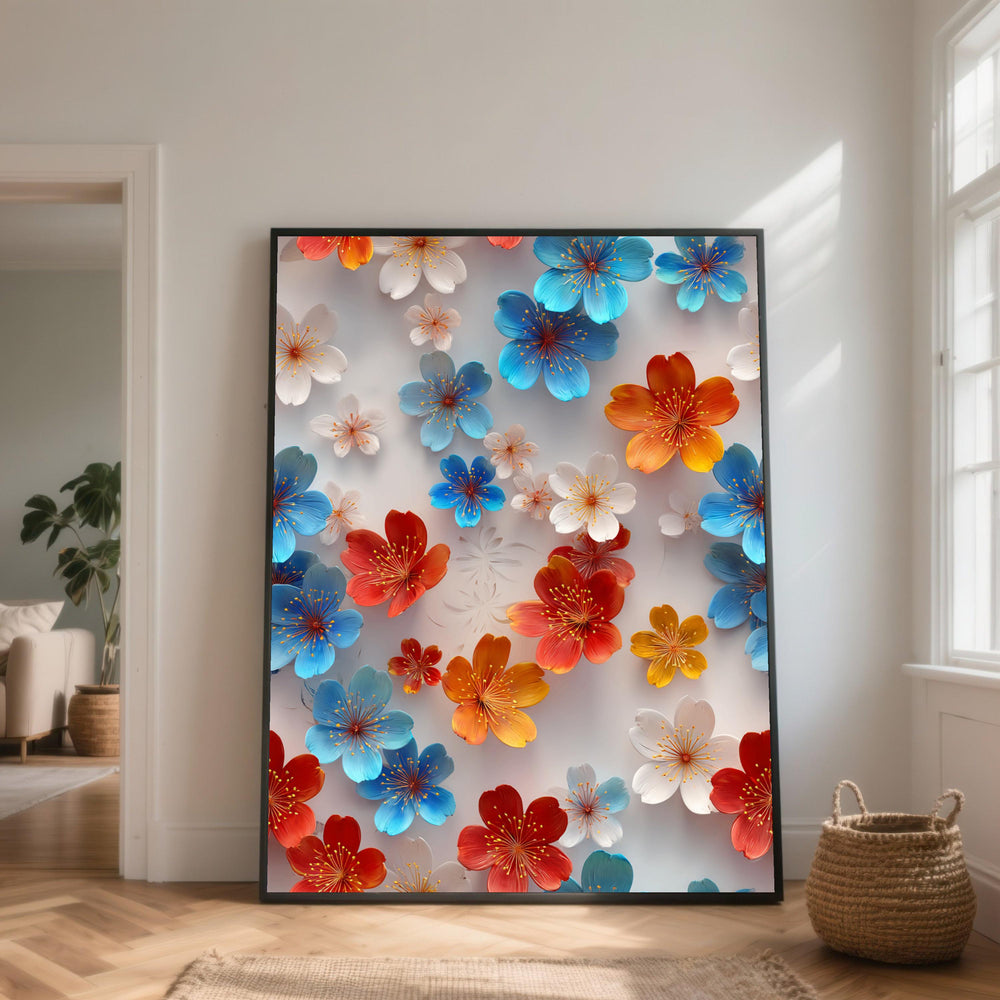 Vibrant Floral Canvas Wall Art, Modern Botanical Print