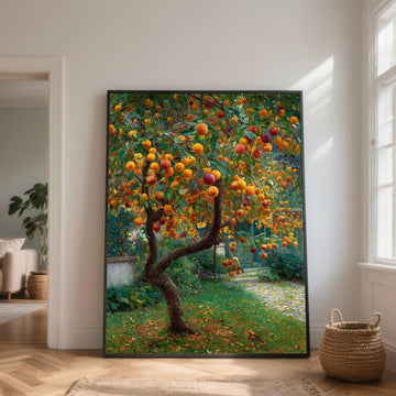 Autumn Orchard Fruits Canvas, Rustic Landscape Wall Art