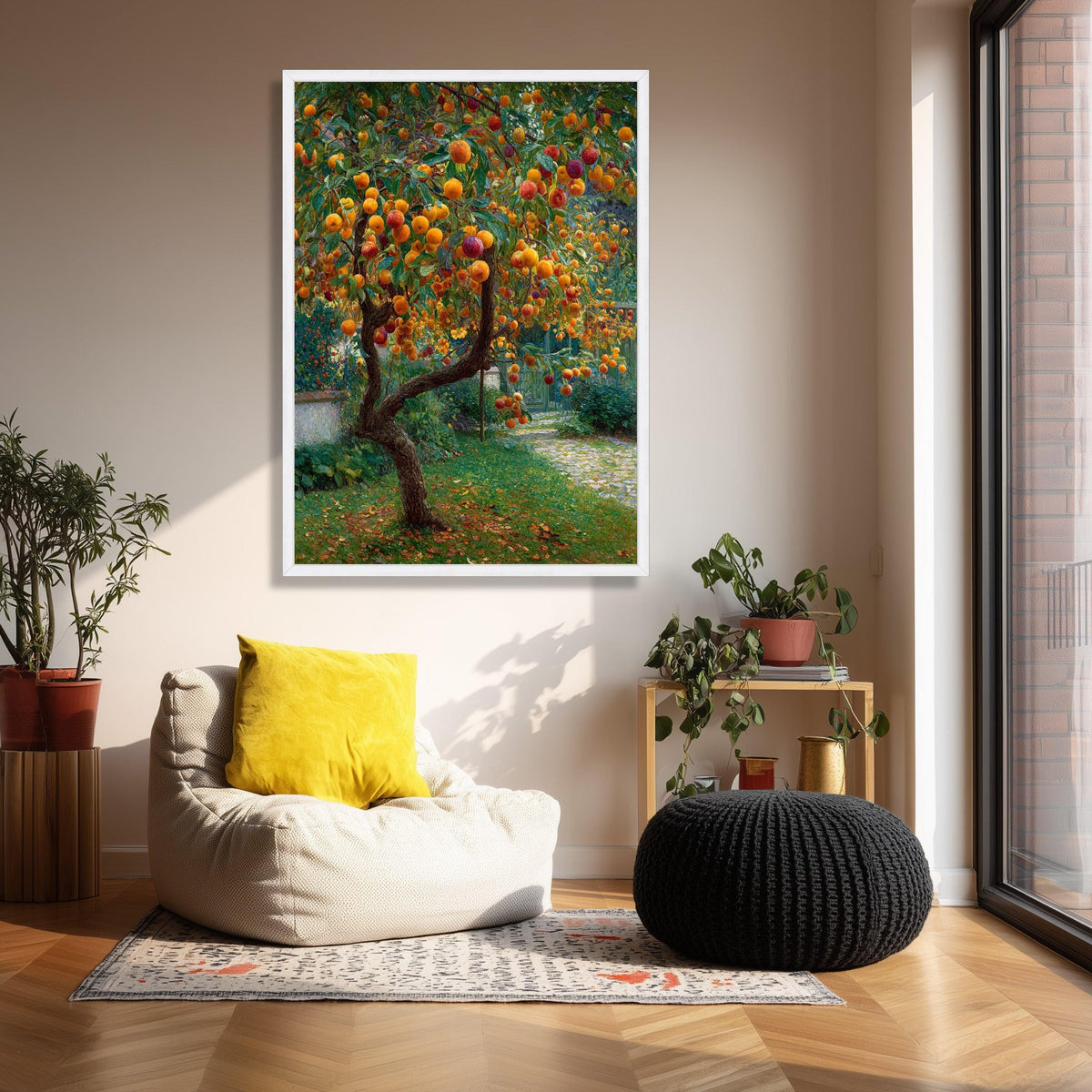 Autumn Orchard Fruits Canvas, Rustic Landscape Wall Art