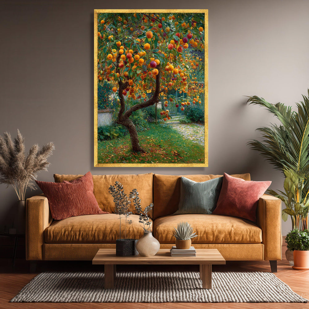 Autumn Orchard Fruits Canvas, Rustic Landscape Wall Art
