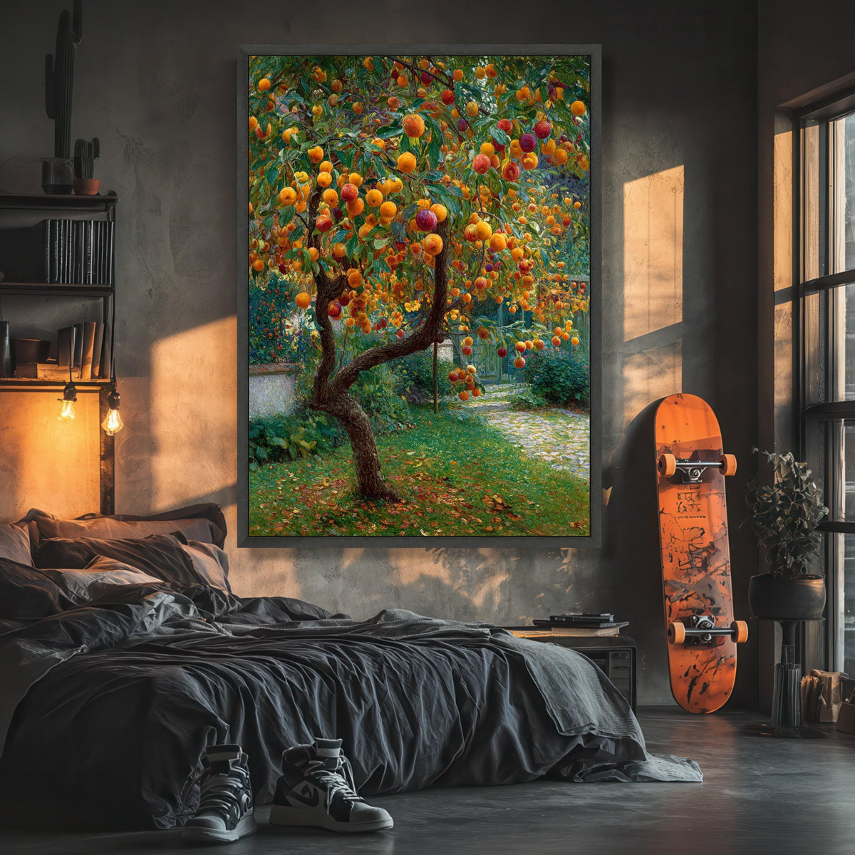 Autumn Orchard Fruits Canvas, Rustic Landscape Wall Art