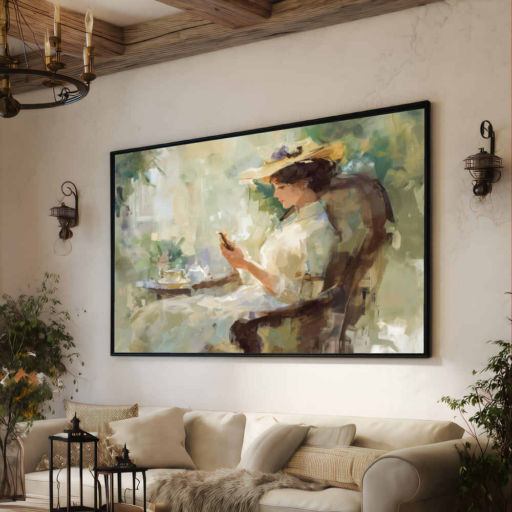 Elegant Lady Reading Canvas, Vintage Impressionist Portrait Wall Art