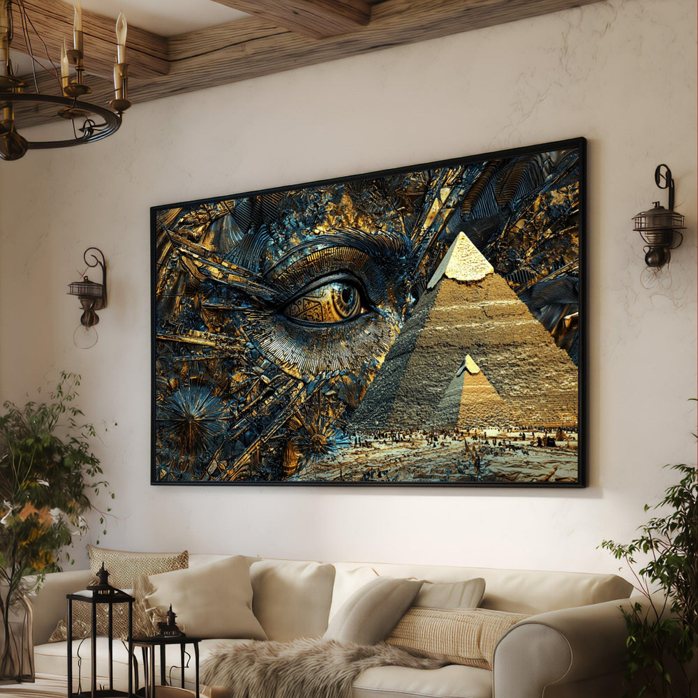Egyptian Eye and Pyramids Canvas, Mystical Home Decor
