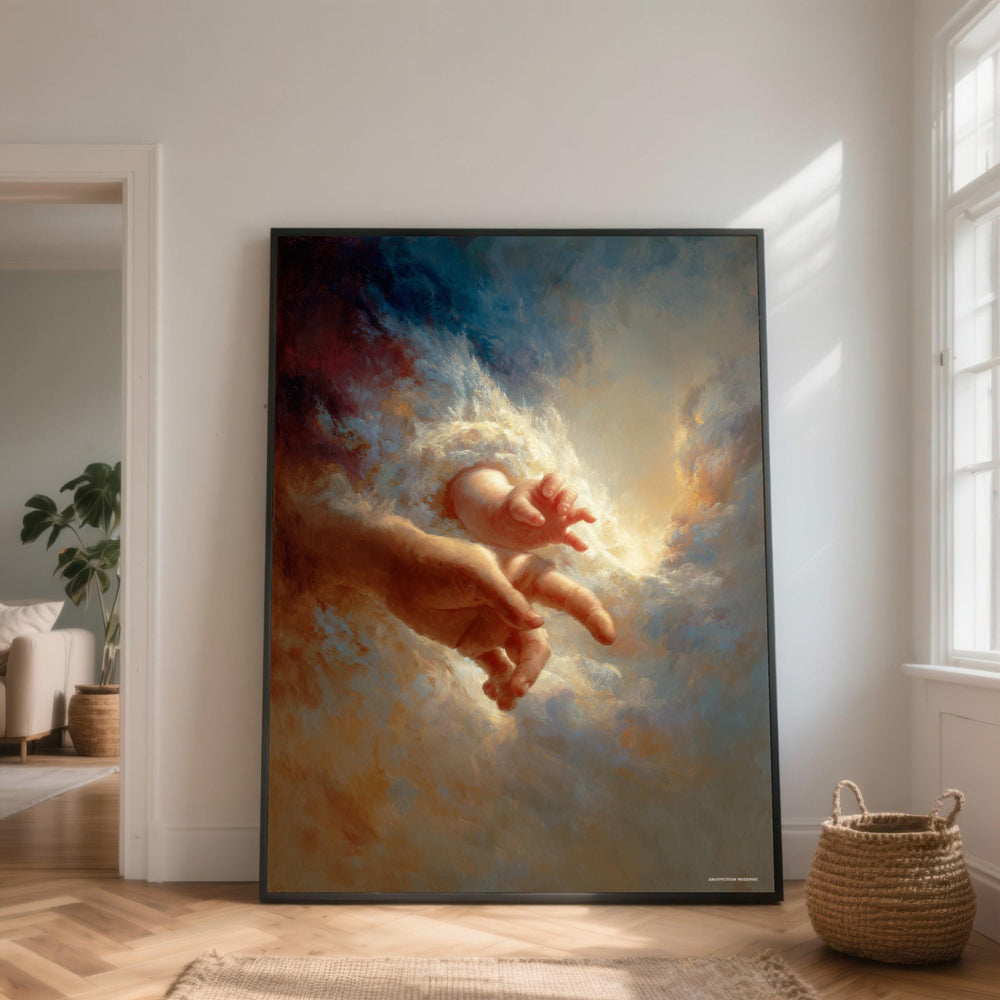 Mother and Child Hands Canvas Art, Spiritual Nursery Decor