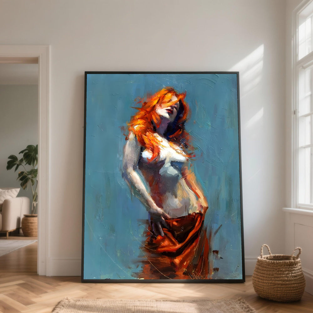 Abstract Redhead Woman Canvas, Modern Expressionist Art, Home Decor