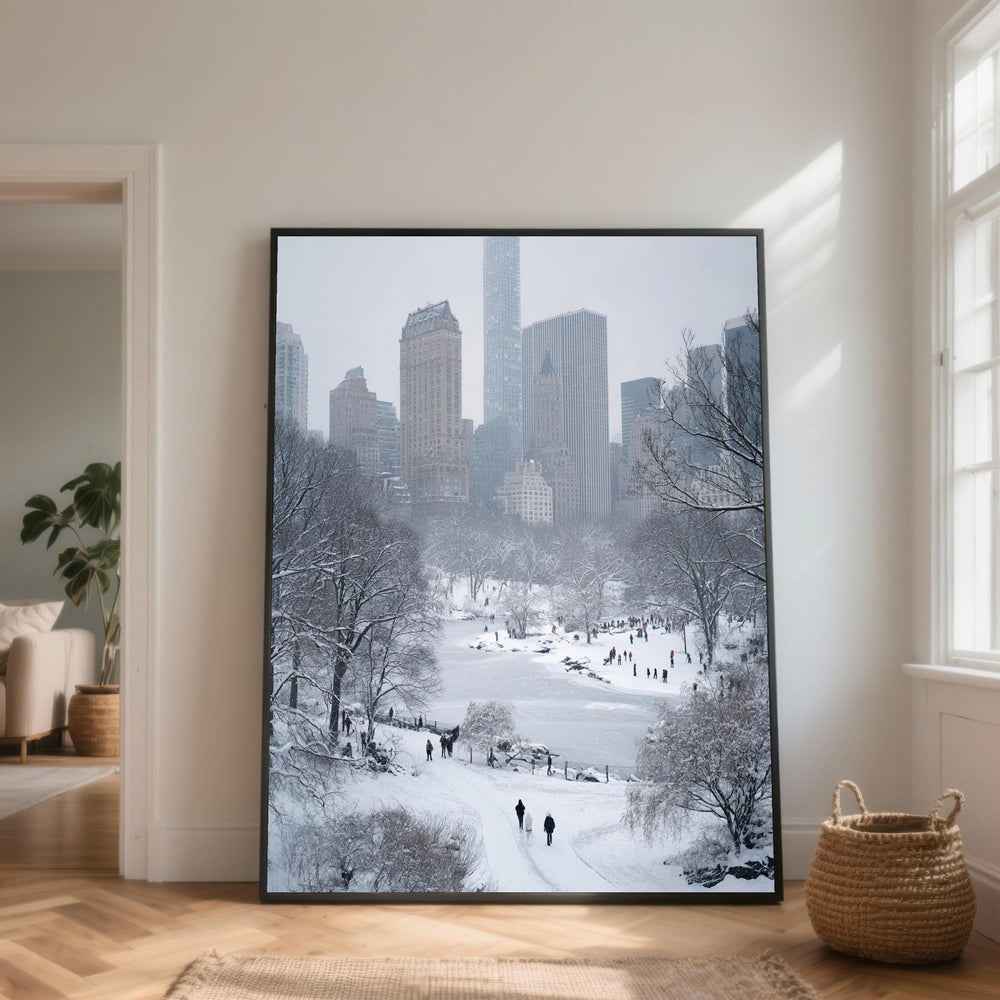 Winter Central Park NYC Canvas Print, Snowy Cityscape Wall Art