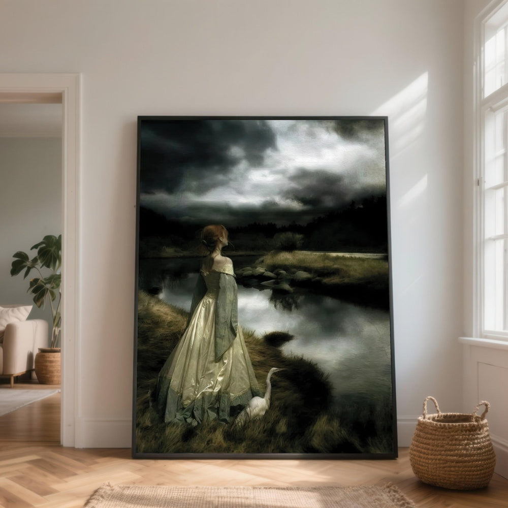 Enchanted Lady Canvas, Vintage Mystical Landscape Art