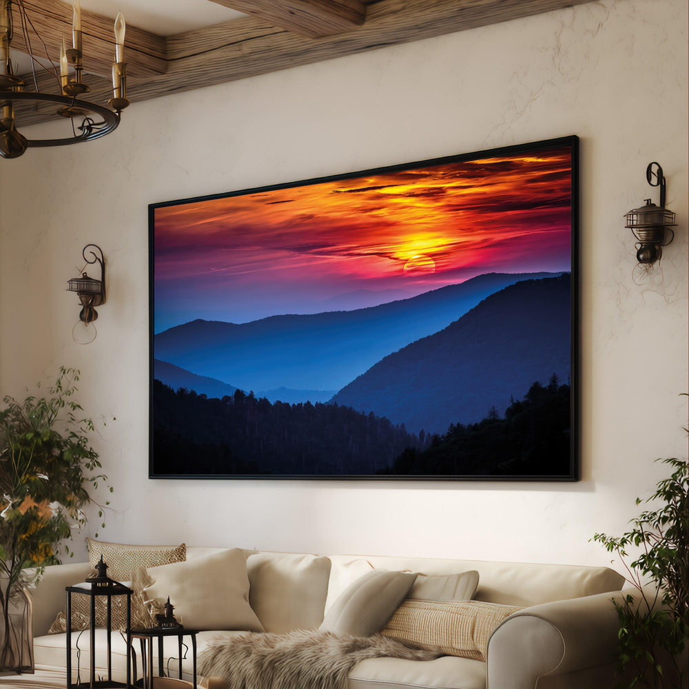 Mountain Sunset Canvas Print, Colorful Sky Wall Art