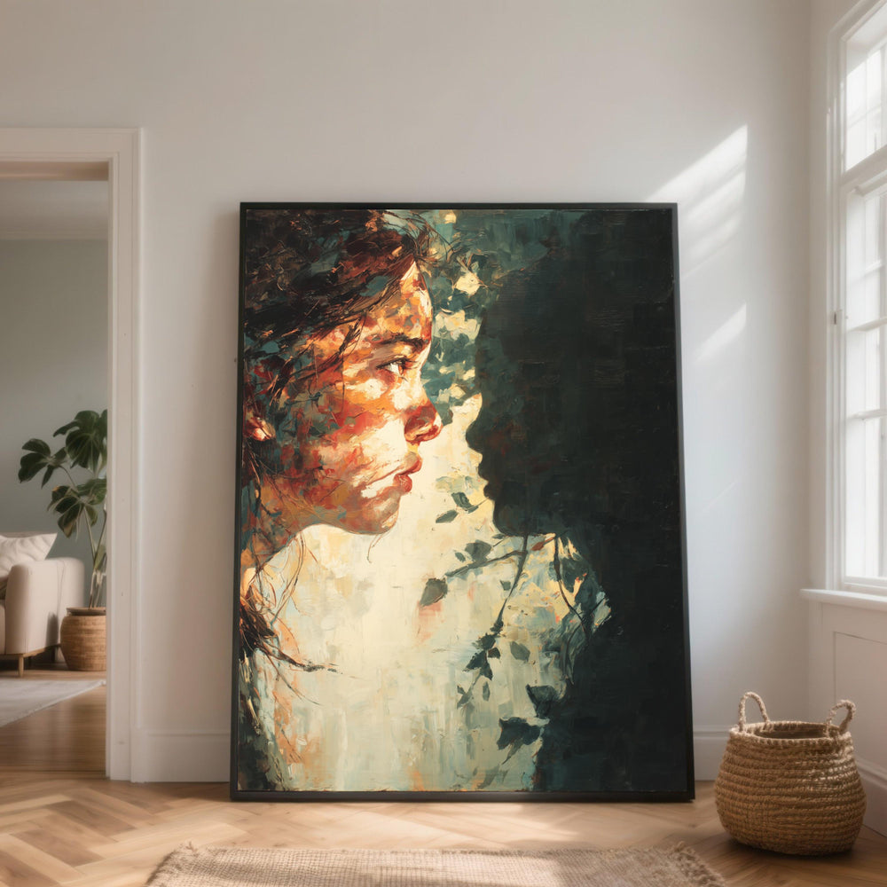 Abstract Woman Profile Canvas Art, Modern Expressionist Home Decor