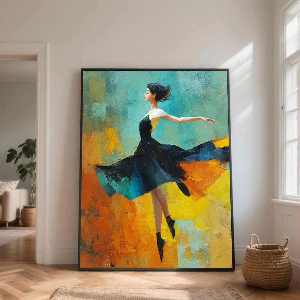 Graceful Ballet Dancer Canvas Wall Art, Abstract Modern Art Painting, Colorful Dance Silhouette, Elegant Home Decor, Ready to Hang Canvas