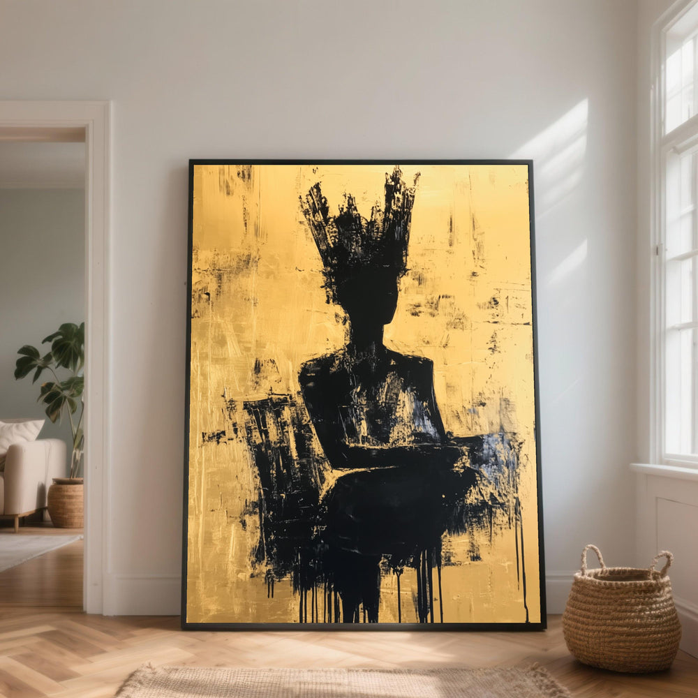 Black Silhouette Canvas Art, Bold Gold Background, Modern Home Decor