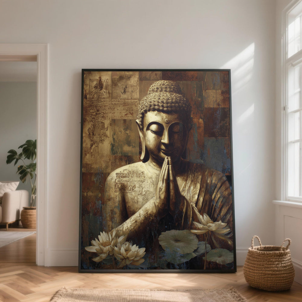 Serene Buddha Canvas Art, Zen Lotus Flower Print