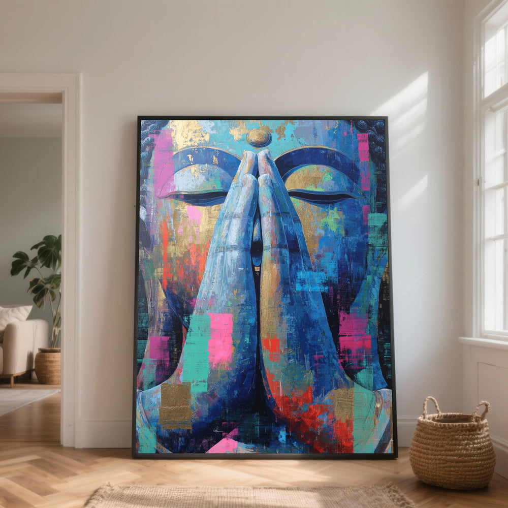 Colorful Buddha Canvas Art, Modern Abstract Zen Home Decor