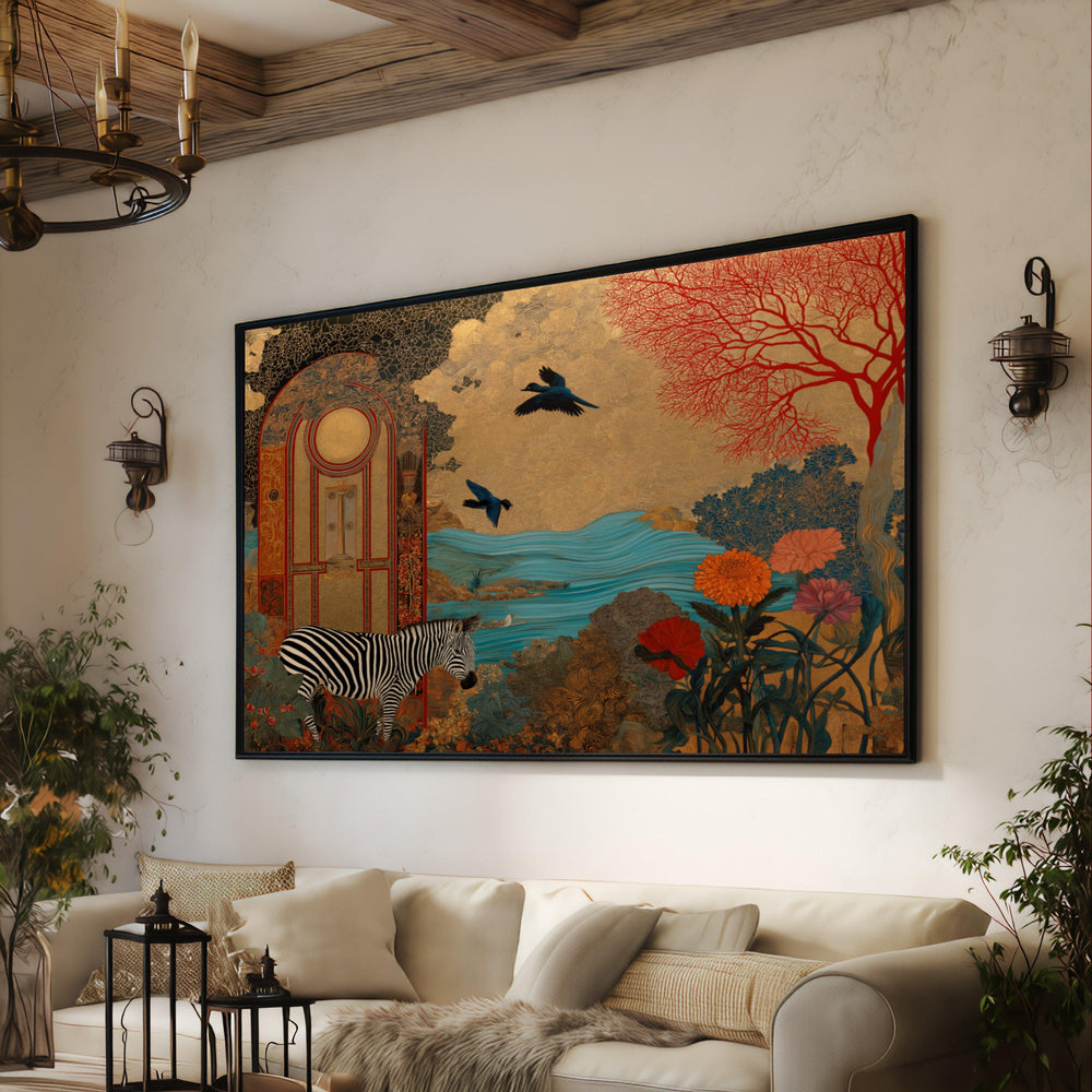Surreal Zebra Floral Canvas, Artistic Nature Wall Art