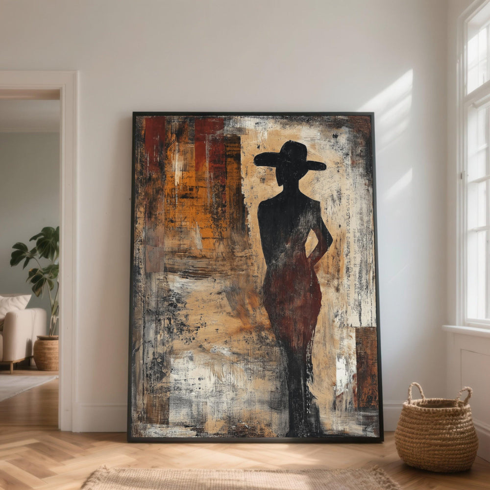 Abstract Woman Silhouette Canvas, Rustic Chic Fashion Art