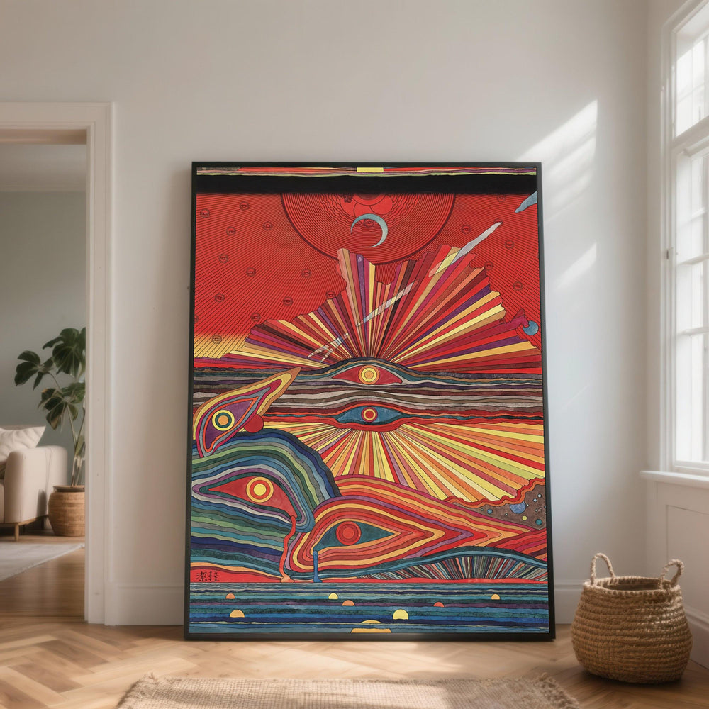 Psychedelic Eye Canvas, Surreal Abstract Lines, Modern Home Decor