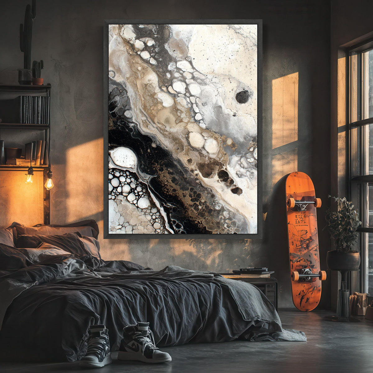 Abstract Earth Tone Canvas Art, Fluid Organic Patterns