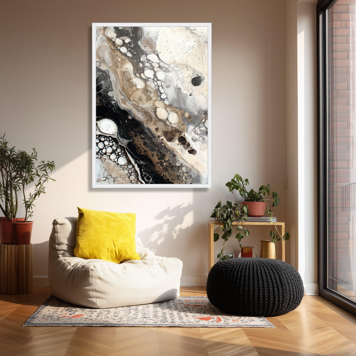 Abstract Earth Tone Canvas Art, Fluid Organic Patterns