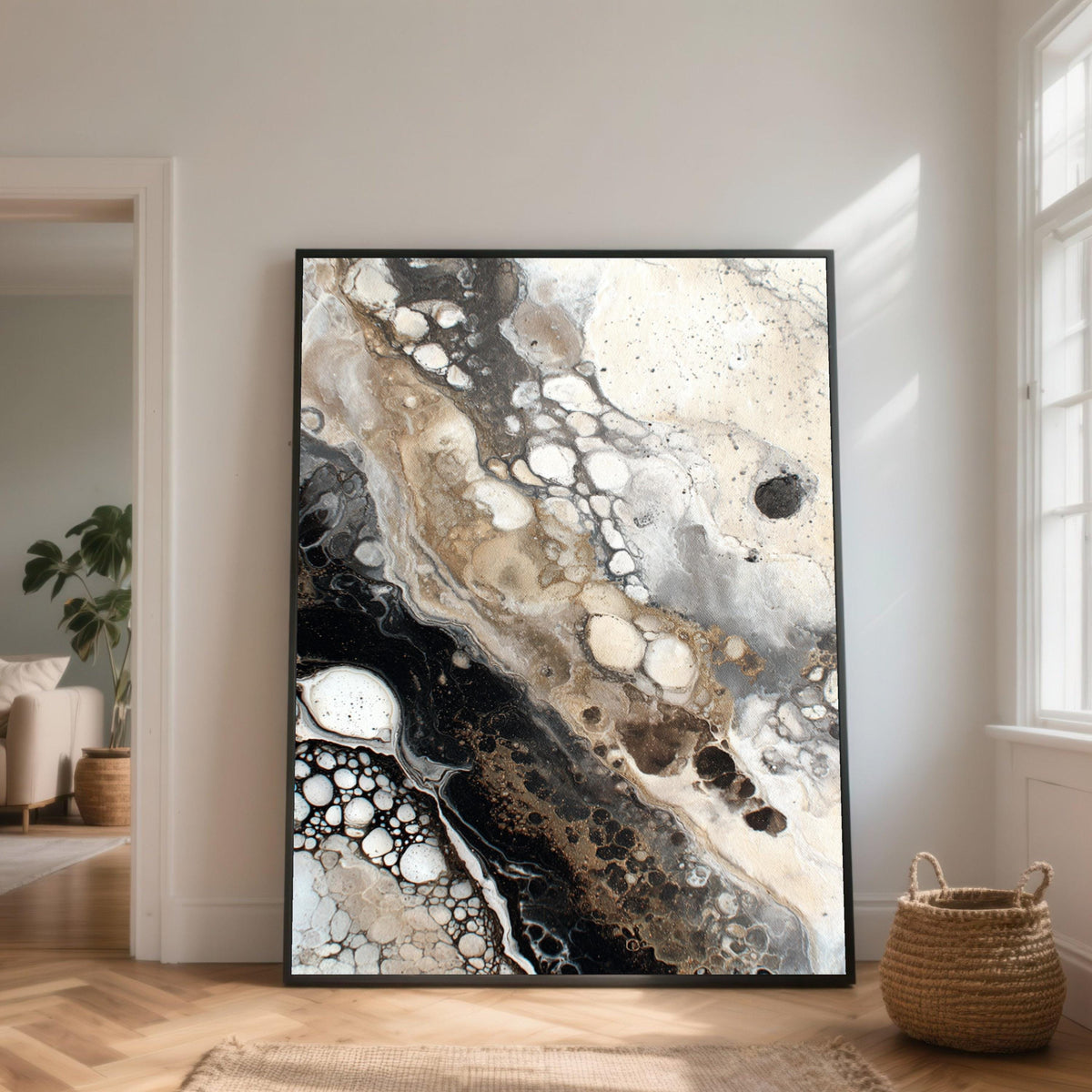 Abstract Earth Tone Canvas Art, Fluid Organic Patterns