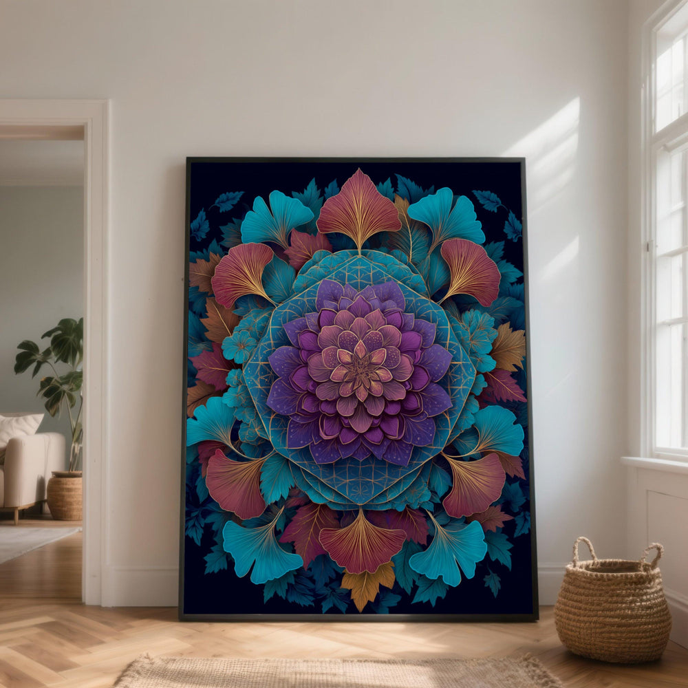 Floral Mandala Canvas Art, Botanical Home Decor, Ready to Hang