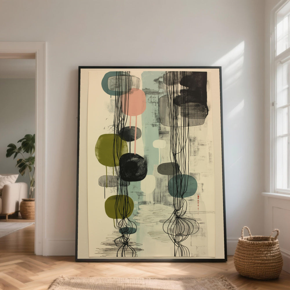 Modern Abstract Canvas Art, Organic Shapes, Muted Pastels