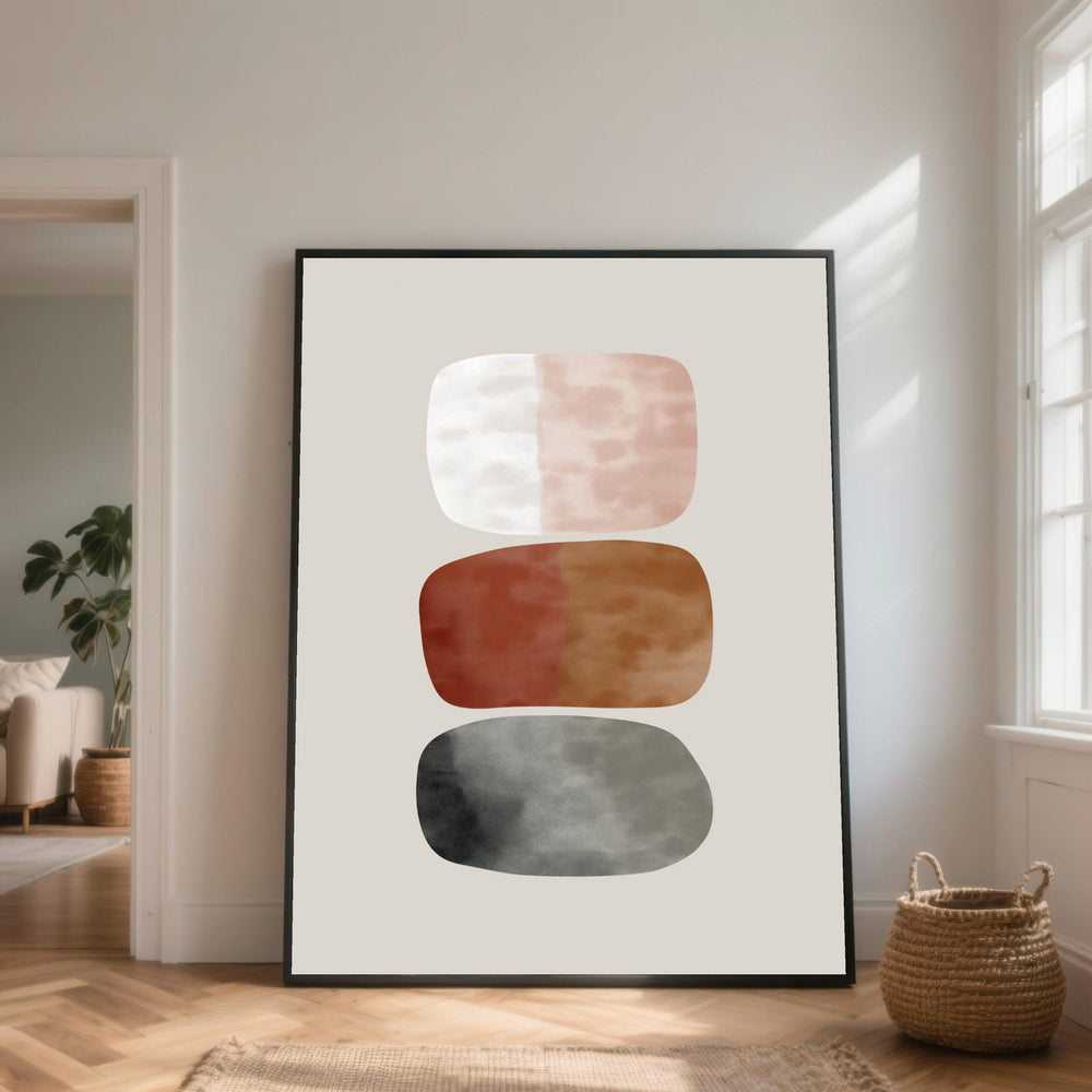Modern Abstract Shapes Canvas Print, Neutral Color Blocks, Ready to Hang