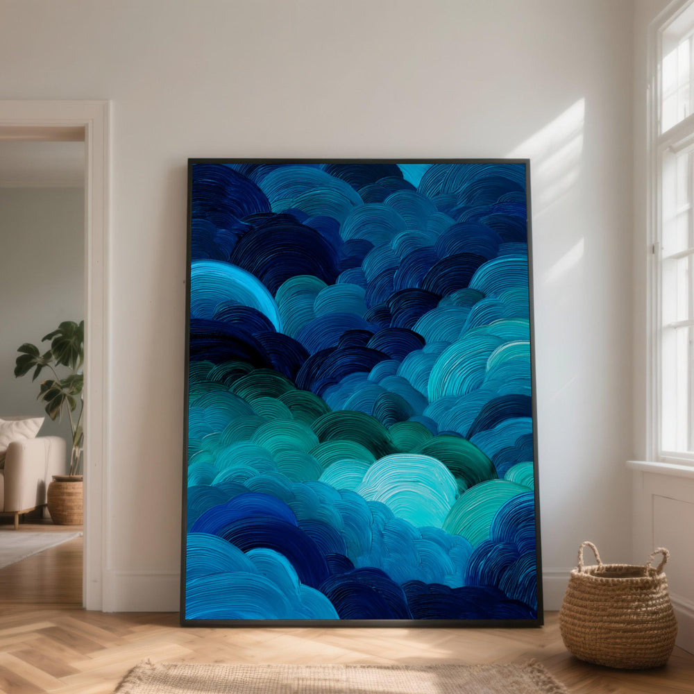 Abstract Blue Waves Canvas Print, Modern Home Decor