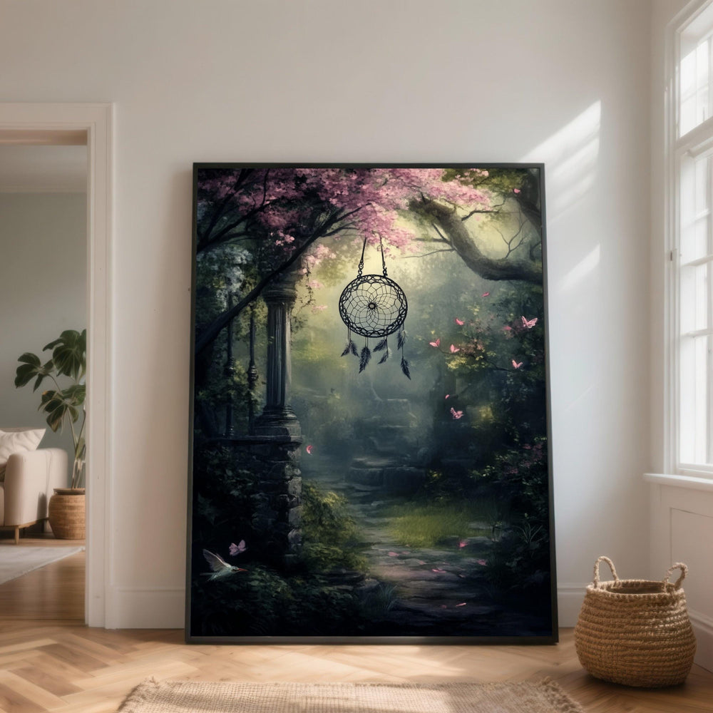 Dreamcatcher Canvas Print, Enchanted Forest Path, Mystical Home Decor