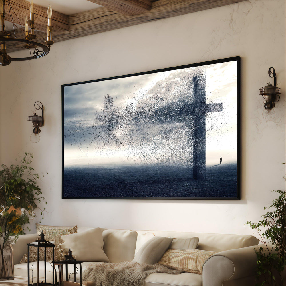 Abstract Cross Canvas Print, Spiritual Christian Wall Art