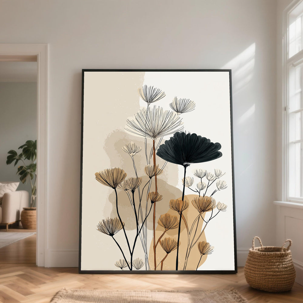 Minimalist Floral Line Art Canvas Print, Modern Botanical Home Decor