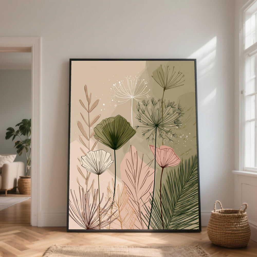Botanical Canvas Print, Abstract Floral Wall Art, Neutral Decor