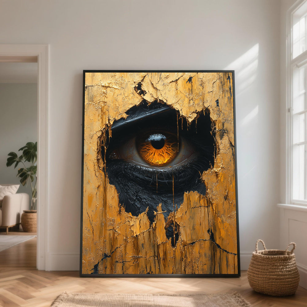 Abstract Gold Eye Canvas Art, Modern Home Decor
