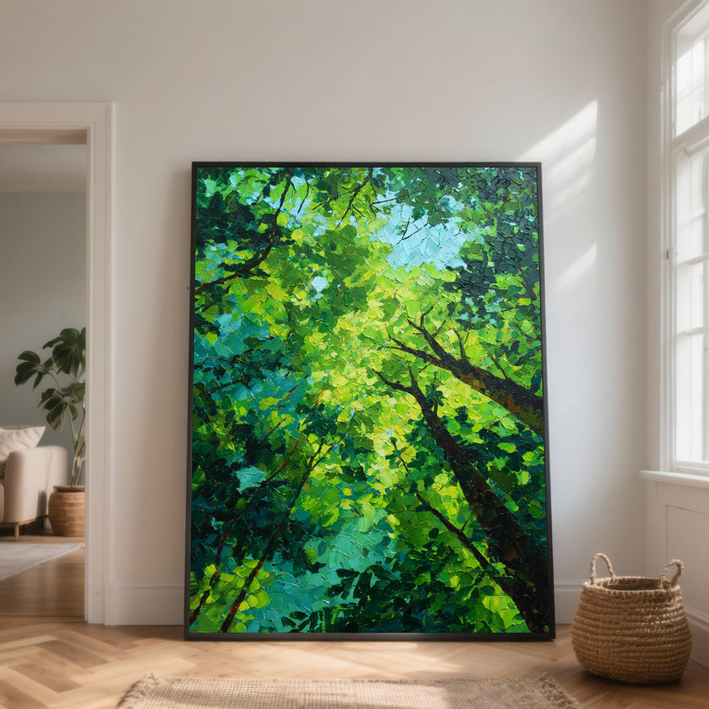 Green Forest Canopy Canvas, Abstract Botanical Wall Art