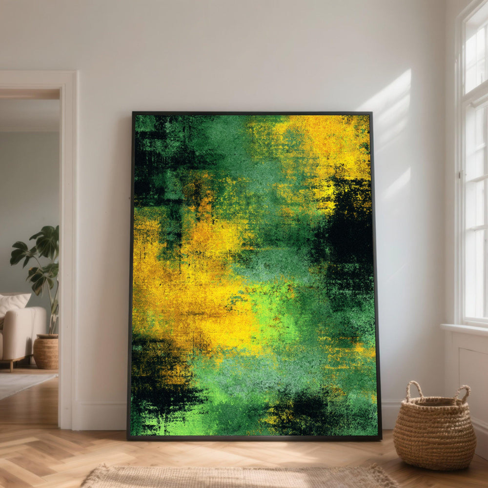 Green and Yellow Abstract Canvas Print, Modern Home Decor