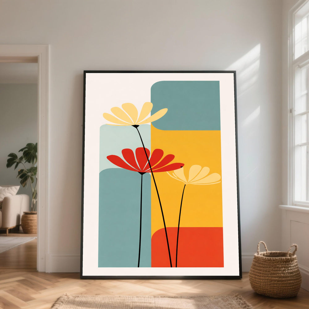 Abstract Floral Canvas Art, Mid-Century Modern Botanical Print, Contemporary Home Decor