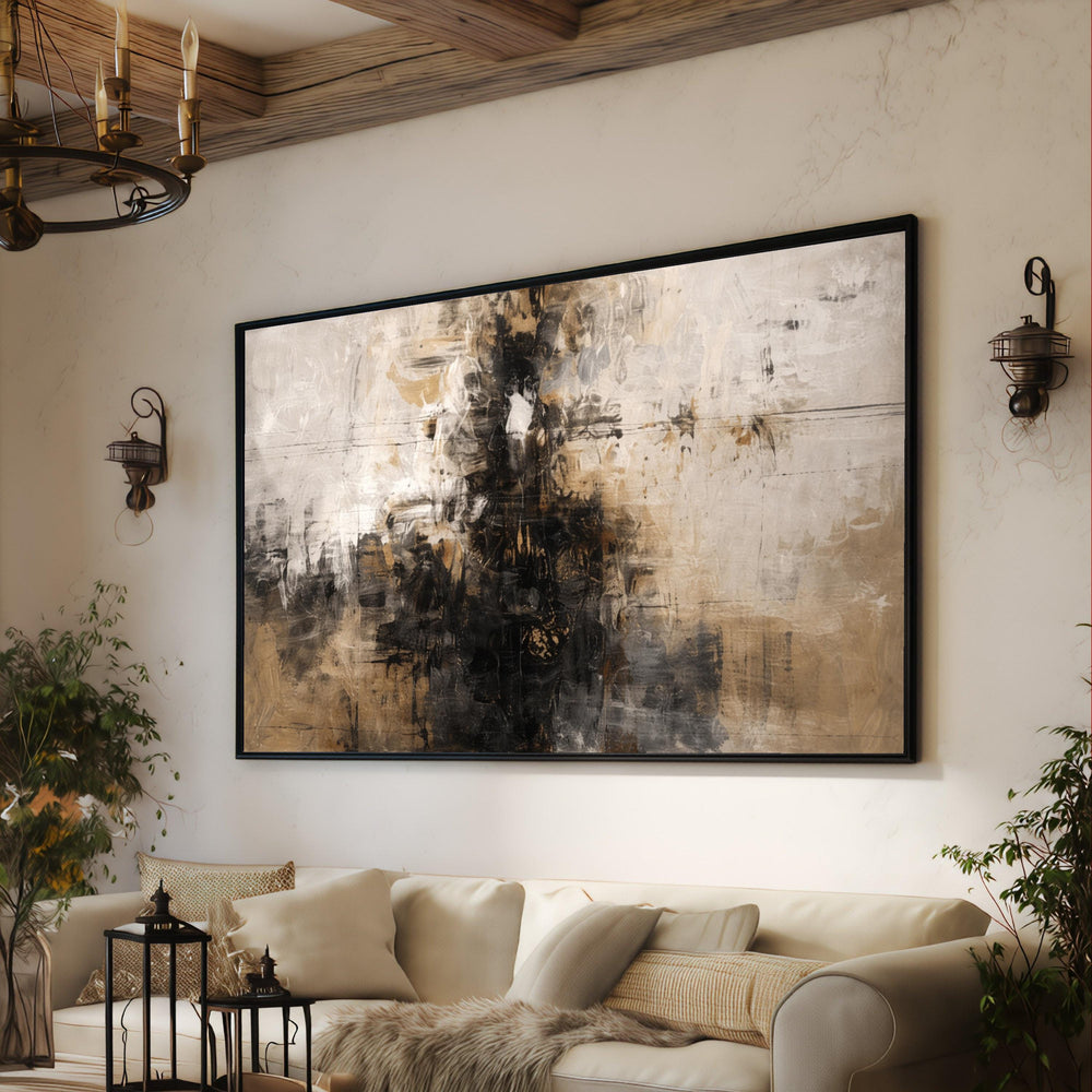 Earth Tone Abstract Canvas Wall Art, Modern Neutral Decorative Painting