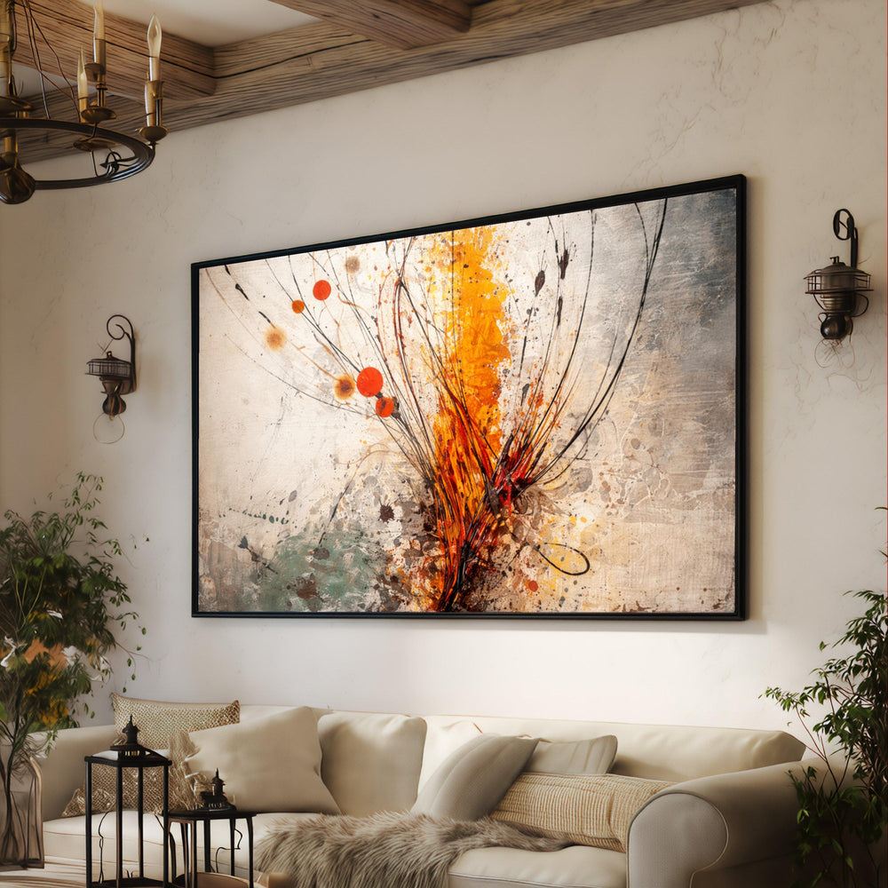 Vibrant Abstract Canvas Art, Modern Orange Expressionist Wall Decor