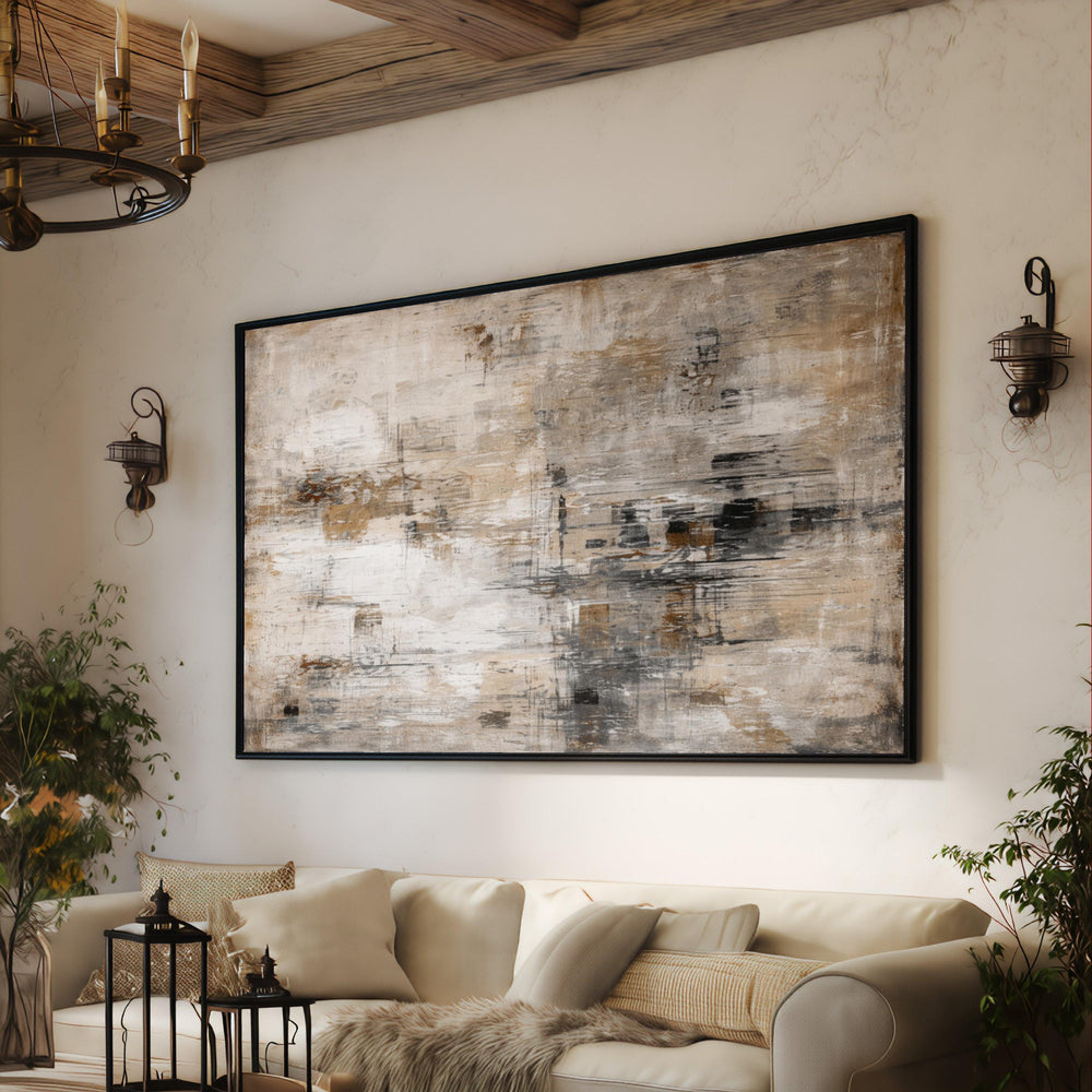Abstract Canvas Wall Art, Neutral Brown Gray Painting, Rustic Modern Home Decor