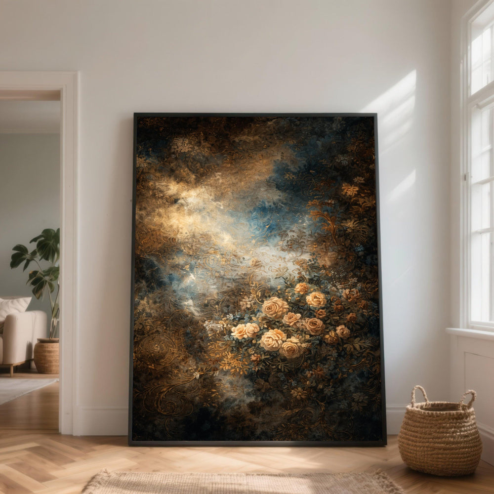 Vintage Floral Bouquet Canvas, Classic Roses Wall Art, Elegant Botanical Print