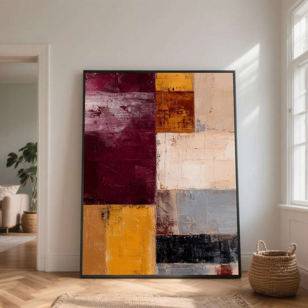 Modern Abstract Geometric Canvas Wall Art, Bold Color Block Design, Contemporary Home Decor, Paint Artwork, Ready to Hang