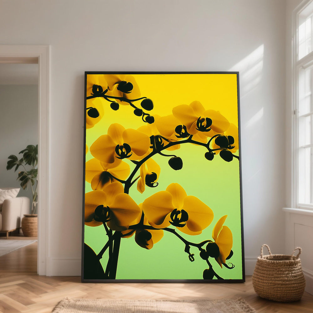 Vibrant Yellow Orchid Canvas Wall Art, Tropical Flower Close-Up, Botanical Floral Canvas, Modern Home Decoration, Ready to Hang