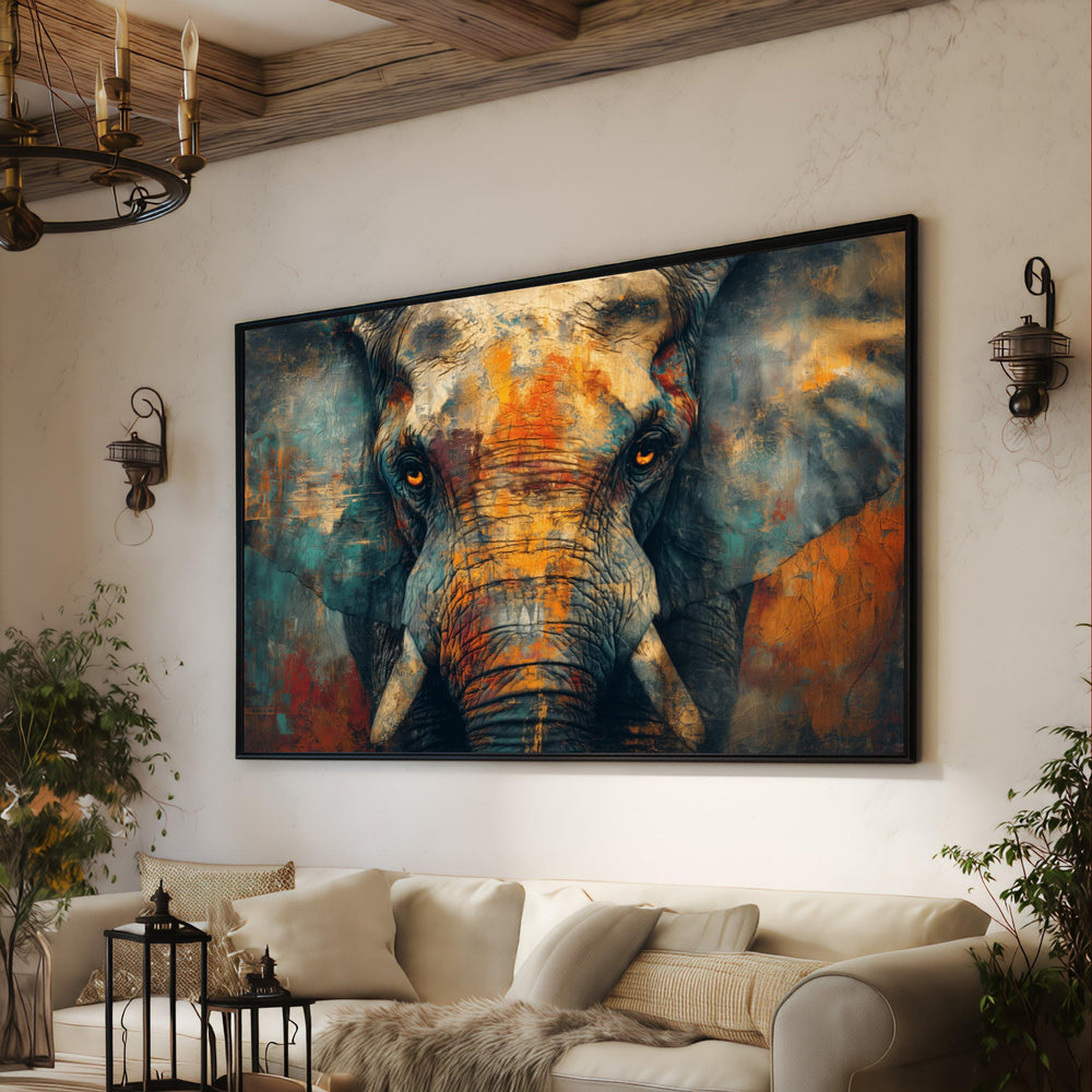 Majestic Elephant Portrait Canvas, Colorful Animal Wall Art, Wildlife Decoration, Modern Canvas Artwork, Safari Home Decor