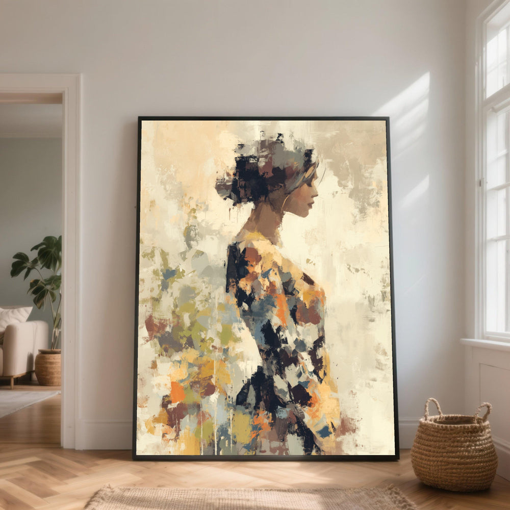 Elegant Woman Profile Canvas, Abstract Female Portrait, Modern Figurative Wall Art, Contemporary Home Decor, Artistic Canvas Print