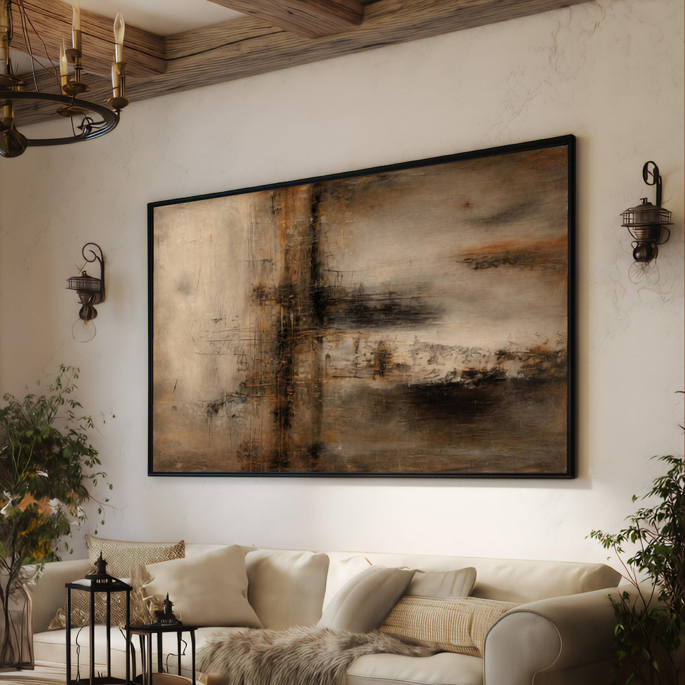 Warm Earth Tone Abstract Canvas Wall Art, Modern Neutral Color Palette Decor, Contemporary Large Art Piece for Living Room